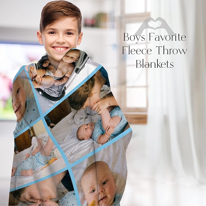 Ships Next Day, Custom Blanket with Picture - Printed in USA, Personalized Photo Blanket (Sherpa – 60x80)