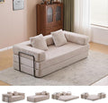 4-in-1 Convertible Folding Sleeper Sofa Bed, Fold Out Floor Sofa Couch with Fixed-Shape Frame, Cloud Corduroy Foldable Mattress Couch for Living Room Bedroom (78.5" Corduroy,Light Grey)