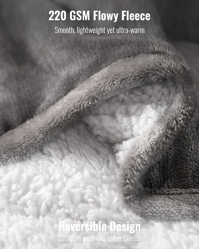 Uttermara Weighted Blanket Queen Size 20lbs 60x80 inches, Cozy Sherpa Weighted Blankets with Soft Plush Fleece, Warm Snuggle Thick Heavy Blanket Great for Sleep Calming, Grey White