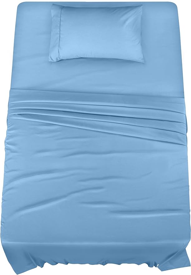 Utopia Bedding Twin Sheet Set – 3 Piece Bed Sheets for Twin Size Bed, Soft and Breathable Microfiber, Includes 1 Fitted Sheet, 1 Flat Sheet and 1 Pillowcase (Dutch Blue)