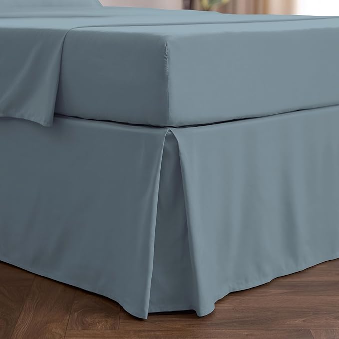 Mellanni Bed Skirt Twin XL Size - Bed Skirting - 15-Inch Tailored Drop Pleated Dust Ruffle - Hotel Luxury Bedding - Wrinkle, Fade, Stain Resistant - 1 Bedskirt (Twin XL, Spa Blue)