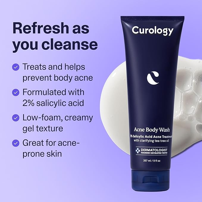Curology Everyday Skincare Gift Set, Gentle Facial Cleanser, Acne Body Wash (2% Salicylic Acid), and Daily Gel Face Moisturizer with Hyaluronic Acid