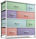 Sorbus Dresser with 8 Drawers - Furniture Storage Chest for Kid’s, Teens, Bedroom, Nursery, Playroom, Clothes, Toys - Steel Frame, Wood Top, Fabric Bins (Pastel)