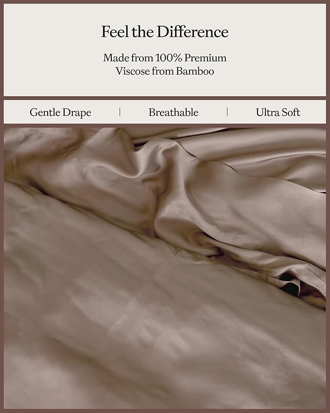 Cozy Earth Luxury Bed Sheet Set - 100% Viscose from Bamboo Fabric, Ultra-Soft & Breathable, Fits Regular & Deep Pocket Mattresses up to 20" - 4 Pieces California King Sheet Set Walnut