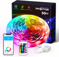 DAYBETTER Smart RGB Led Strip Lights, 50ft Led Lights for Bedroom with App Control, Multicolor Changing Led Light Strips Apply for Home Decor, Living Room, Kitchen, Home Party Decoration