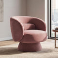 Swivel Accent Chair, Modern 360 Degree Swivel Barrel Chair with Arms & Curved Back and Lumbar Support Cushion, Comfy Round Single Sofa for Small Space, Living Room, Bedroom, Old Rosa Rayon