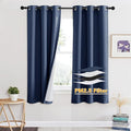 RYB HOME Soundproof Curtains for Bedroom, PM2.5 Particle Filter 100% Blackout Energy Saving Small Window Curtains for Baby Nursery Living Room Home Office, Navy Blue, W 42 x L 63 inches, 2 Pcs