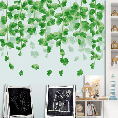 Amaonm Creative Removable Rainforest Plants Wall Decals Hanging Green Leaves and Vines Wall Stickers 3D Home Wall Corner Background Decoration Decor for Kids Girls Bedroom Nursery Offices Living Room