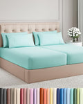 Split King 7 Piece Sheet Set - Cooling & Breathable - Hotel Luxury Bedding, Includes Fitted Sheets for Women, Men, Kids & Teens - 1 Flat, 2 Fitted Sheets, 4 Pillowcases with Deep Pockets - Spa Blue
