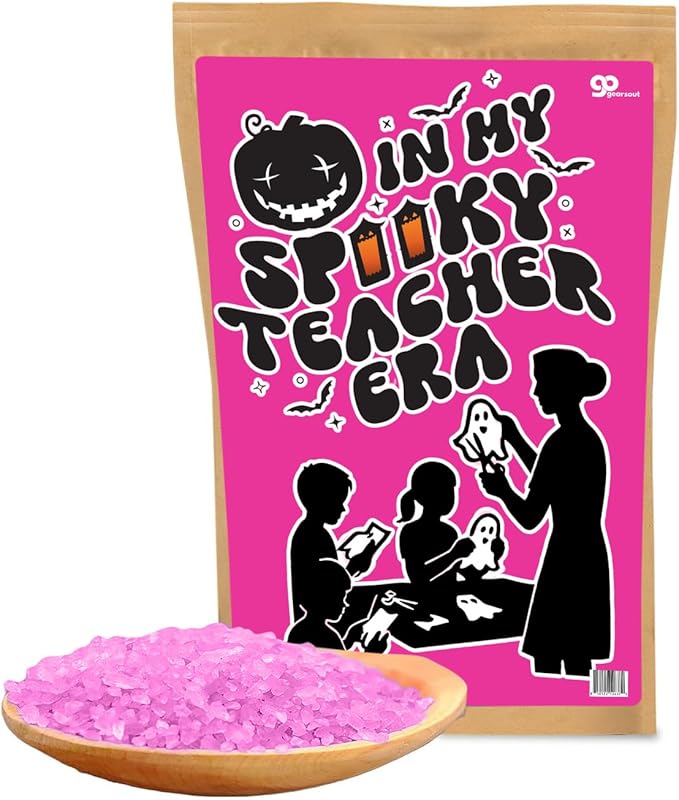 Spooky Teacher Era Bath Soak Pink Rose Sea Salt Spa Gift Funny Halloween Gag Gift for Women, Relaxing Teacher Appreciation Boo Basket Filler