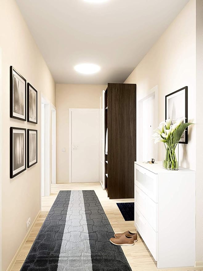 Custom Length Hallway Runner Rug,Slip Resistant,Puzzle Anthracite, 26 Inch X 29 feet, Sold and Priced Per Foot