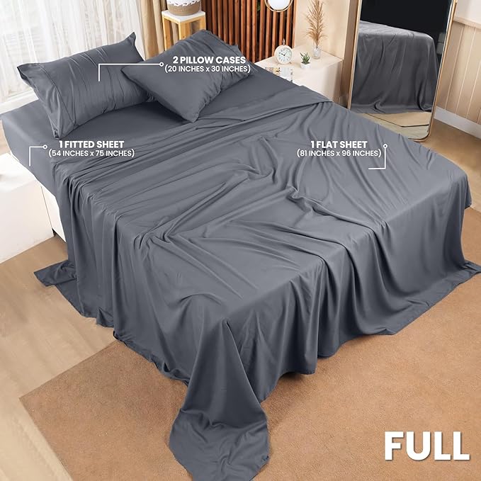 Utopia Bedding Full Bed Sheets Set - Pack of 2 Sheet Sets - Perfect for Spa, Hotel, & Guest Bedroom - Brushed Microfiber - Shrinkage and Fade Resistant - Easy Care (Grey)