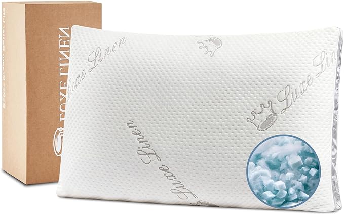 Organic Cotton Standard Bed Pillows, Shredded Memory Foam Pillows, Adjustable Bed Pillow for Sleeping, 18"x26"Organic Cotton Bed Pillows for Side, Back, Stomach Sleepers（Pack of 1）