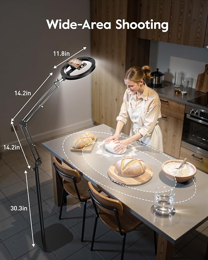 LUXSURE Ring Light Tripod for iPhone with Light,71" Overhead Camera Mount with Phone Holder,Adjustable Ring Light with Stand and iPhone Tripod for Video Recording,Cooking,Painting,TikTok,YouTube