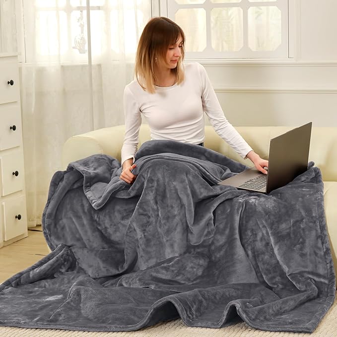 Electric Heated Blanket King Size, Super Soft Cozy Upgraded Flannel Heating Blanket with 9 Heating Levels & 1-9 Hours Auto Off, Fast Heating & Overheat Protection, 100" x 90", Charcoal Gray
