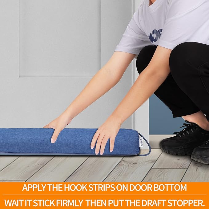 TORRAMI 36" Door Draft Stopper Under Bottom Insulation Noise Air Stopper 2.1LB,Draft Guard Seal for Doors and Windows - Blue Triangle