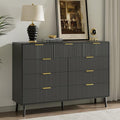 LYNSOM Fluted 9 Drawer Dresser for Bedroom, 55" Wide Modern Chest of Drawers with Curved Profile Design and Metal Handles, Wood Dresser TV Stand & Storage Organizer for Bedroom, Hallway, Black