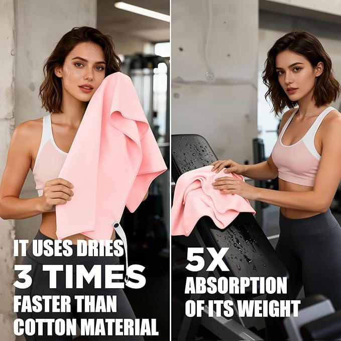 Microfiber Gym Towels - 5 Pack Highly Absorbent & Quick-Drying Sports Sweat Towels for Men & Women, Stays Fresh, Perfect for Workout, Yoga, Running, Fitness, Tennis, Swimming and Travel