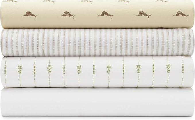 Tommy Bahama - California King Comforter Set, Soft Cotton Bedding with Matching Shams & Bedskirt, Tropical Home Decor (Nador Beige, California King) (OBS)