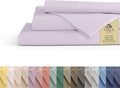 Linen Home 100% Cotton Percale Sheets California King Size, Iris Lilac, Deep Pocket, 4 Pieces Set - 1 Flat, 1 Deep Pocket Fitted Sheet and 2 Pillowcases, Crisp Cool and Strong Bed Linen