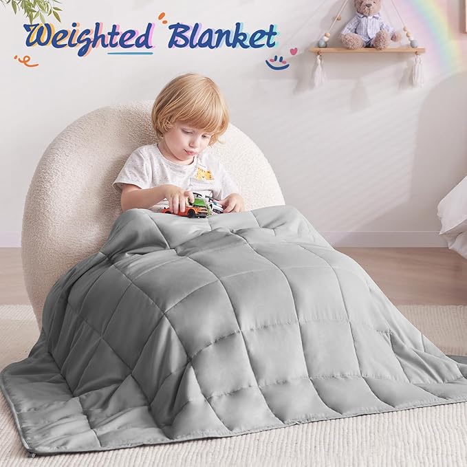 Weighted Blanket Kids (40"x60" 10lbs),Ultra Soft and Cozy Cooling Weighted Blanket Kids,Heavy Blanket with Machine Washable Soft Blanket, Stone Grey