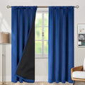 BGment Thermal Insulated 100% Blackout Curtains for Bedroom with Black Liner, Double Layer Full Room Darkening Noise Reducing Rod Pocket Curtain (42 x 72 Inch, Royal Blue, 2 Panels)