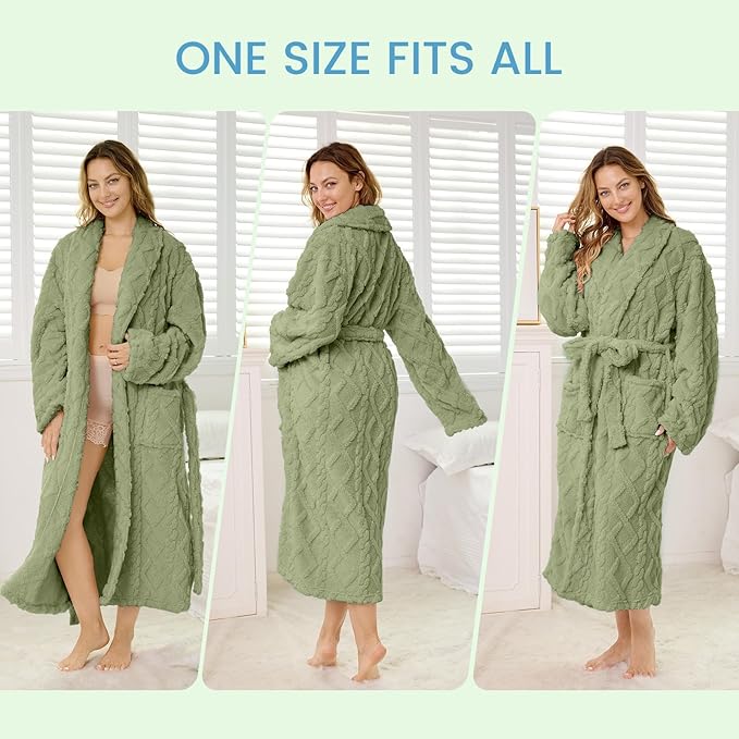 MIZZEO Microfiber Robes for Women, Cozy Soft Warm Plush Women Robe Plush Long Bathrobe