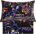 JSD Black Gaming Sheet Set Twin Size, 3 Piece Soft Kids Boys Printed Microfiber Bed Sheets Deep Pocket
