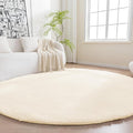Amazon Basics Fluffy Washable Round Area Rug, Circle Shaggy Carpet for Living Room, Bedroom, Nursery, 7'R, Beige
