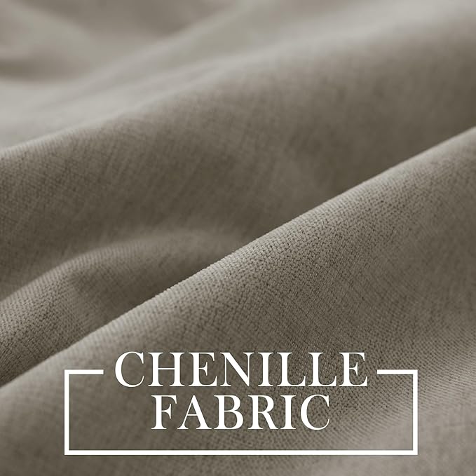 Macochico Thermal Blackout Chenille Curtains 100% Blackout Window Draperies for Living Room Bedroom Auditorium Banquet Hotel Light Taupe Curtains with Tieback Classic Home Decor 72" Wx102 L 1 Panel