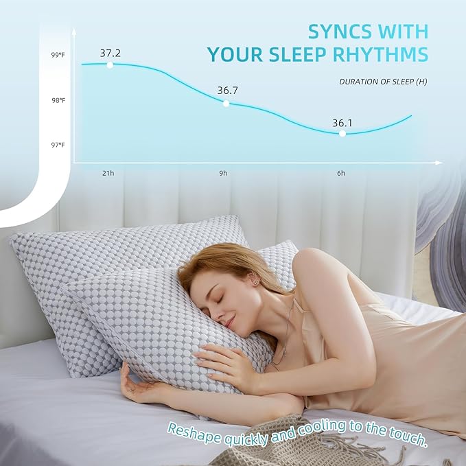 SAPHREAS Cooling Bed Pillows King for Sleeping, Luxury Hotel Shredded Memory Foam Pillows for Side Back Stomach Sleepers, Cool Firm Pillow for Neck Support