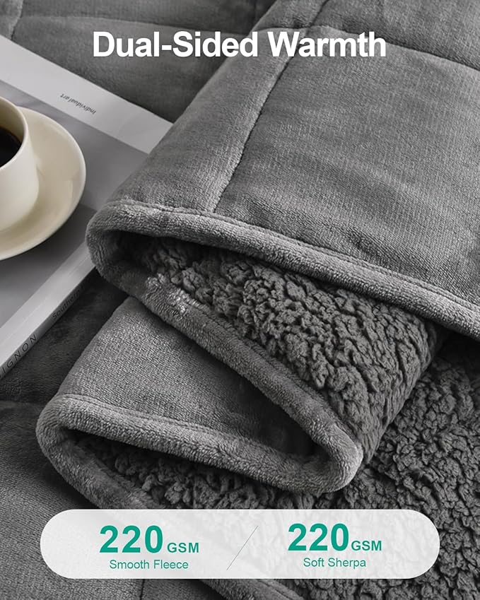 Super Fuzzy Soft Sherpa Fleece Weighted Blanket, 20 lbs Dual Sided Fluffy Heavy Weighted Blankets for Adults - No Bunching with Double Layers of Soft Inner Lining (60"x 80", 20 Pounds)