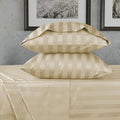 URBANHUT 800 Thread Count 100% Cotton Damask Full Size Sheets, 4 Piece Striped Full Size Bedsheets, Luxury Hotel Sheets Sateen Weave - Better Than Egyptian, 16" Elasticized Deep Pocket- Sand