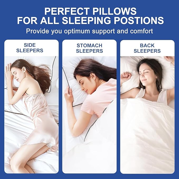 Premium Pillows Standard Size Set of 4, Fluffy and Supportive 7D Down Alternative Bed Pillows, Luxury Soft Hotel Quality Gusseted Pillow for Side Back Stomach Sleepers, Relief Neck Head Shoulder Pain