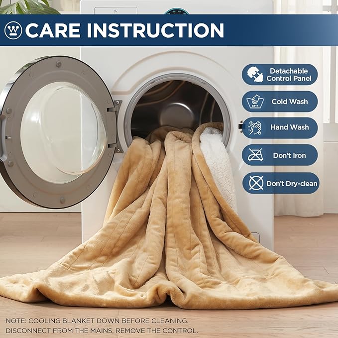 Westinghouse Electric Blanket Queen, Heated Blanket Queen Size with 10 Heating Levels and 1 to 12 Hours Heating Time Settings, Flannel to Sherpa Reversible, Machine Washable (84" x 90", Red)