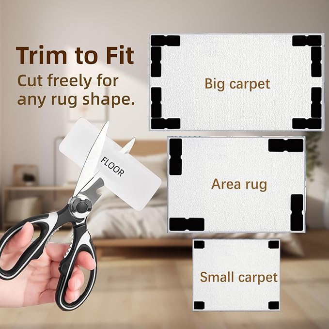 Washable Reusable Non-Slip Rug Pads 16 PCS,Double Sided Anti-Skid Tape,Strong Adhesive Mat Holders,Grippers for Area Carpet,No Damage Removable for Hardwood Floors