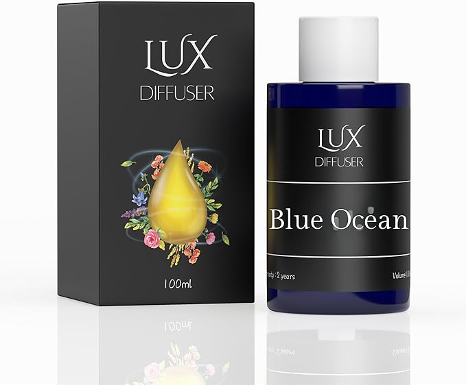 Lux Diffuser – Plug-in Waterless Essential Oil Diffuser, Nanotechnology, Silent Wall Scent Machine for Home & Office, Up to 500 Sq. Ft Coverage (Blue Ocean Scent)