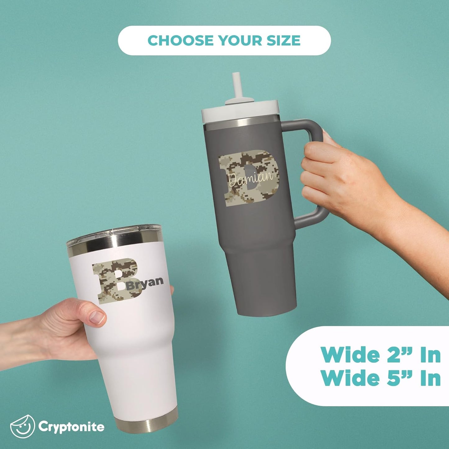 CRYPTONITE Personalized Name & Initial Sticker for Tumblers | Customized Stickers for Your Car | Custom Sticker for Your Laptop | Custom Decal for Bottle (D. Name & Initial Sticker)