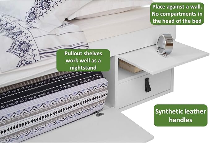 memomad Bali Storage Platform Bed with Drawers (Queen Size, Off White)