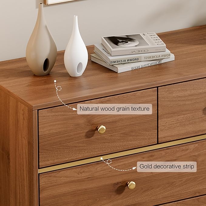 Modern Chest of Drawers with 9 Drawers,Deep Drawers,Clothes Organizer,Large Storage Cabinet for Living Room, Bedroom,Hallway,with Anti-Tipping Device,Brown