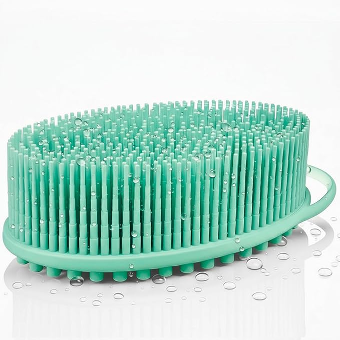 Silicone Body Scrubber for Shower - Gentle Exfoliating Back Scrubber with Soft Bristles - Avilana Premium Dual Sided Bath Brush Massage - Loofah Alternative for Sensitive Skin - Gift Women Men