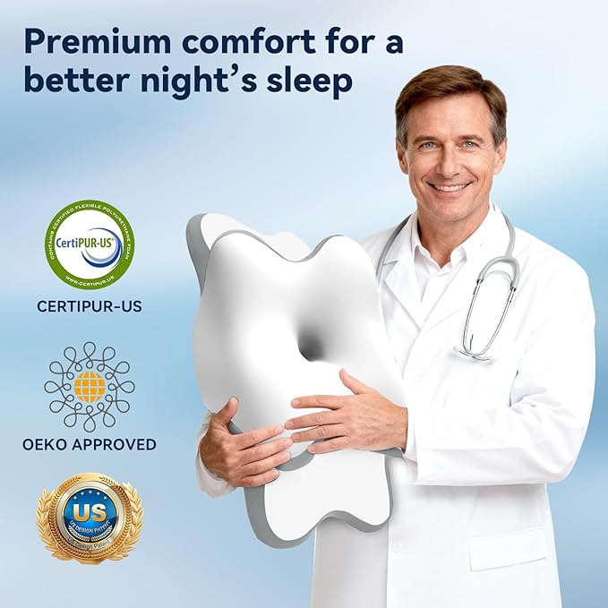 Cervical Pillow for Side Sleepers,Memory Foam Pillows for Neck and Shoulder Pain,Deep Sleep Pillows for Back Pain Sleeper, Dreamers Relief,Slumber,Stomach,Snoring Pillow (White, 25"Lx15"Wx5.8"H)