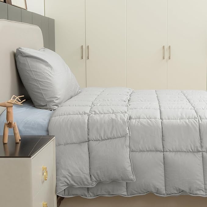 sunflower King Duvet Insert Comforter Down Alternative Filling Cotton Shell All Season Hypoallergenic Warm Breathable Noiseless Silver Gray Machine Washable 88"x104" with Corner Taps