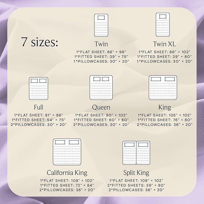 LuxClub 3 PC Twin Sheet Set, Deep Pockets Wrinkle Free Cooling Bed Sheets Hotel Bedding for Women, Men, Kids & Teens, Includes 1 Fitted Sheet, 1 Flat Sheet and 1 Pillowcase-Silky Soft Lavender