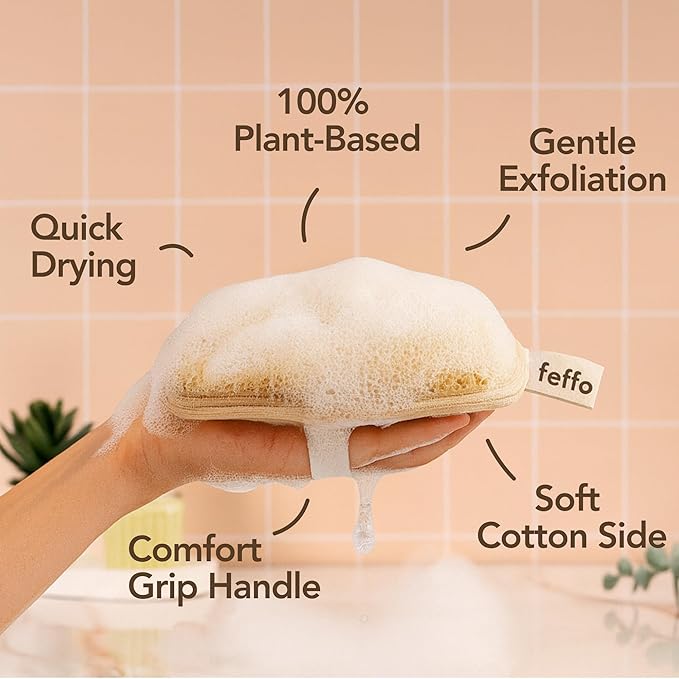 Natural Loofah Sponge for Body Scrub, Body Exfoliator Scrubber & Shower Sponge Shower Scrubber, Loofah for Women and Men, Body Loofah, Exfoliating Washcloth, Luffa sponges (2 Count, 1 Pack)