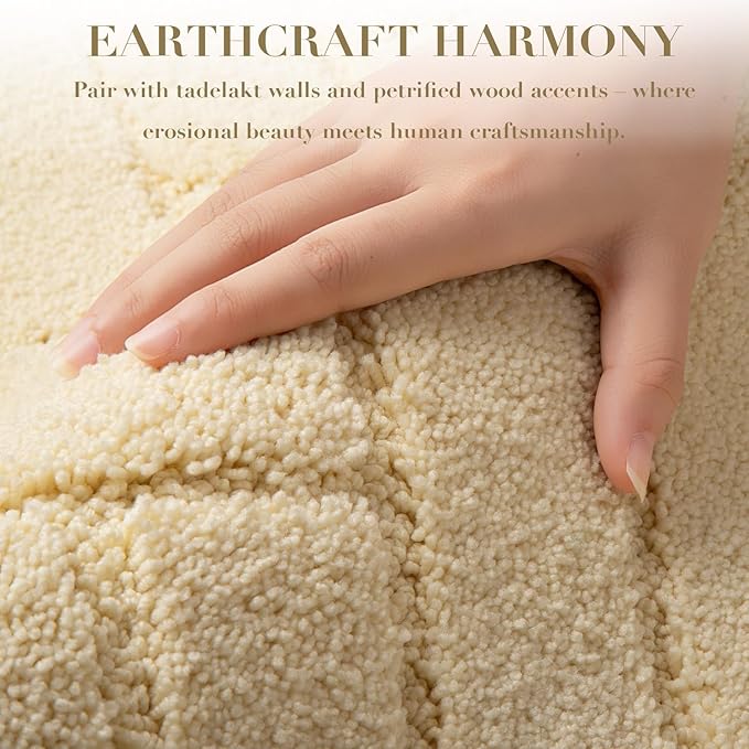 hicorfe Indoor Doormat,Front Back Door Mat Rubber Backing Non Slip Door Mats 20"x31.5" Absorbent Resist Dirt Entrance Doormat Inside Floor Mats for Entryway Washable Low-Profile(Cream Yellow)
