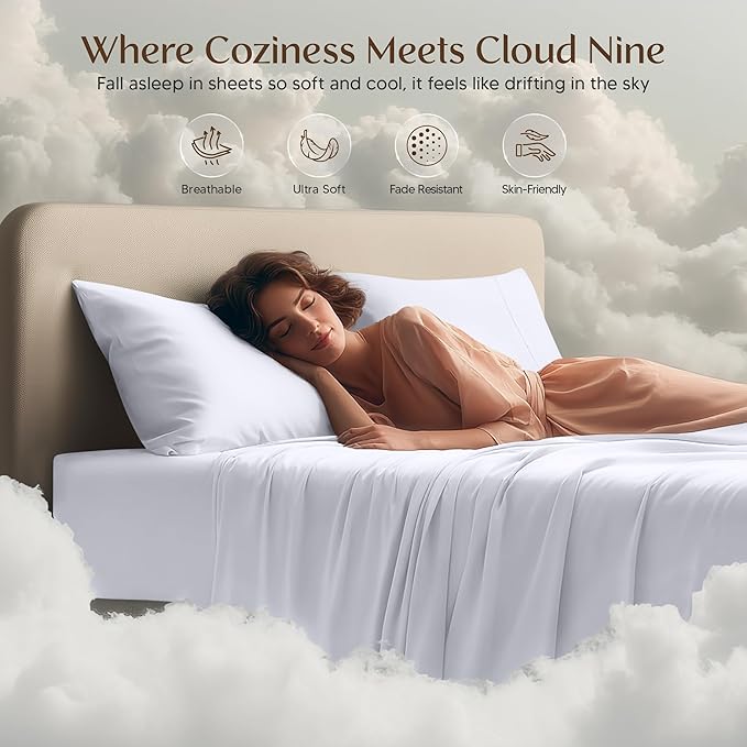 Utopia Bedding Queen Sheet Set 4 Piece Bed Sheets for Queen Size Bed, Hotel Luxury, Extra Soft, Cooling Bed Sheets - Wrinkle, and Fade Resistant (White)