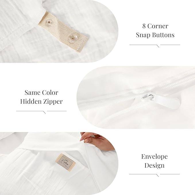White Twin Duvet Cover, 100% Sandwashed Cotton Soft Twin Size Duvet Cover Set 3 Pieces with Zipper Clousre & Corner Buttons (White, Twin 69 x 90)