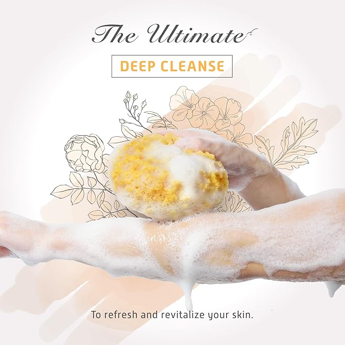 Spongentle Deep Cleansing Body Loofah Sponge, Natural Colors, for Bath and Shower, Multiple Textures for Gentle and Deep Exfoliation, Generous and Rich Lather, (Pack of 3)