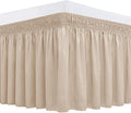 Biscaynebay Wrap Around Bed Skirts for Queen Beds 14" Drop, Sand Adjustable Elastic Dust Ruffles Easy Fit Wrinkle Resistant Silky Luxurious Fabric Machine Washable
